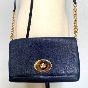 Coach Navy Leather Crossbody Bag.
